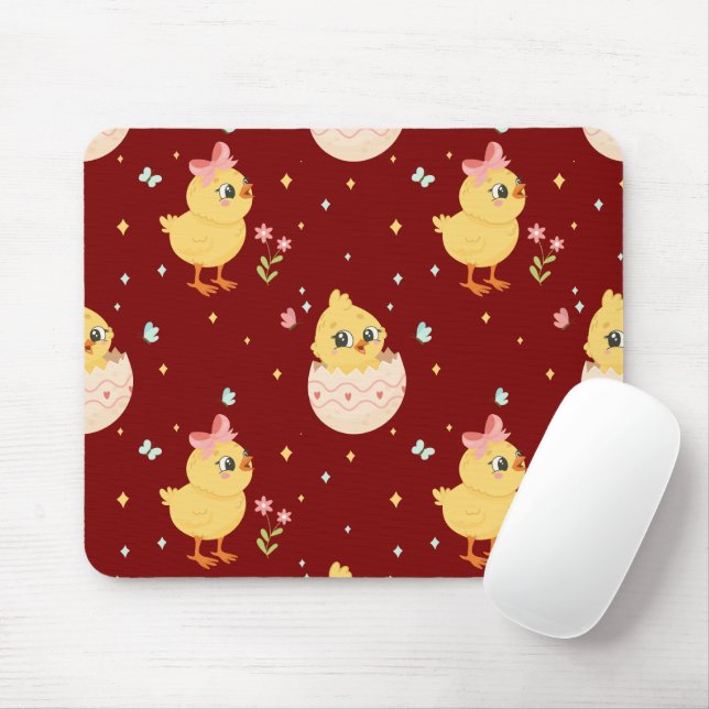 Cute Easter Chick with Pink Bow Seamless Pattern  Musmatta (Med mus)
