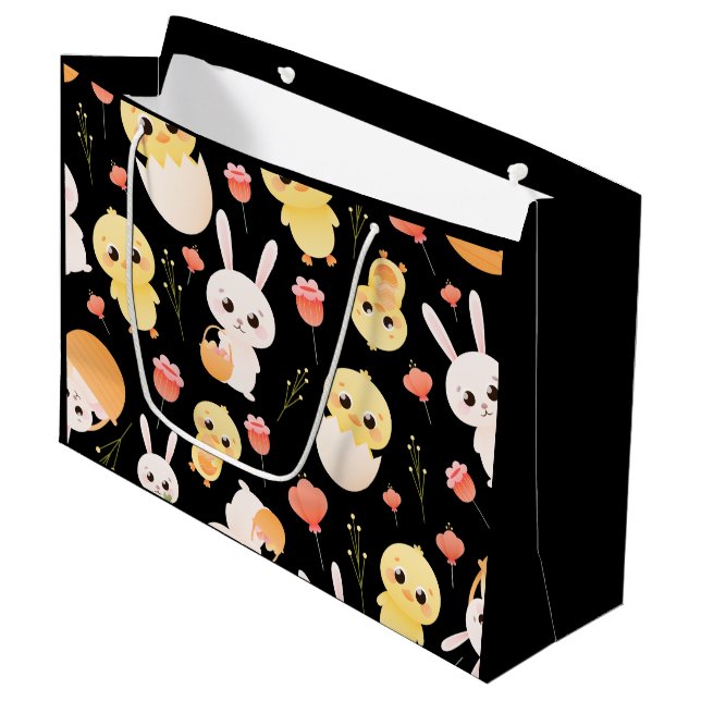 Cute Easter Chicks & Bunnies Seamless Pattern  (Framsidan Vinklad)