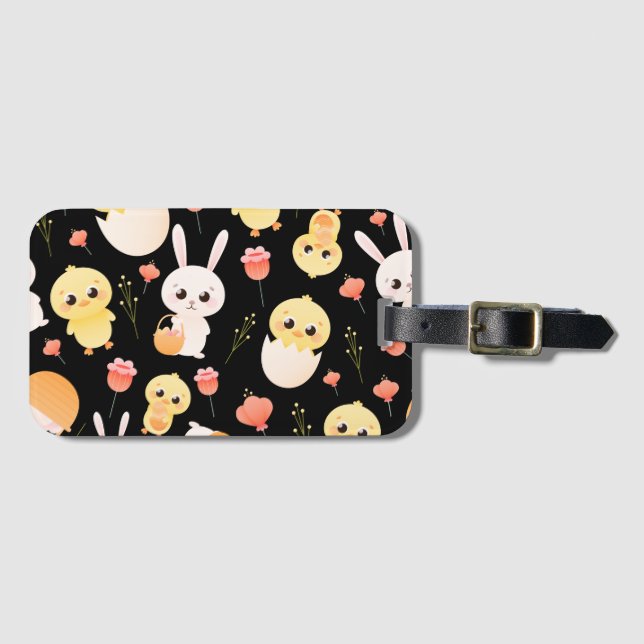 Cute Easter Chicks & Bunnies Seamless Pattern  Bagagebricka (Framsida horisontal)