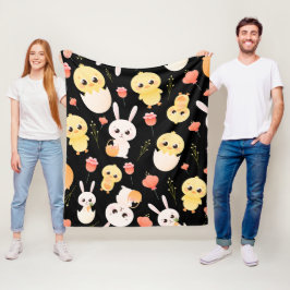 Cute Easter Chicks & Bunnies Seamless Pattern Fleecefilt