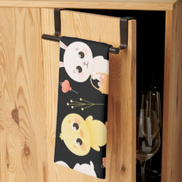 Cute Easter Chicks & Bunnies Seamless Pattern Kökshandduk