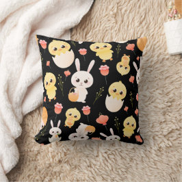 Cute Easter Chicks & Bunnies Seamless Pattern Kudde