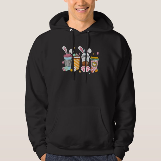 Cute Easter Coffee Bunny Latte Coffee Easter 2023  Hoodie (Framsida)
