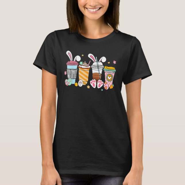 Cute Easter Coffee Bunny Latte Coffee Easter 2023  T Shirt (Framsida)