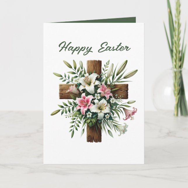 Cute Easter Cross add message inside  Helgkort (Framsida)