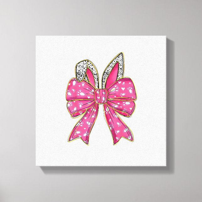 Cute Easter Day Coquette Bow Bunny Rabbit Womens G Canvastryck (Framsida)