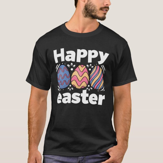 Cute Easter Eggs Hunt Eggs Rabbit Happy Easter Day T Shirt (Framsida)