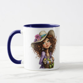 Cute Easter Girl with Eggs Spring Art Mugg