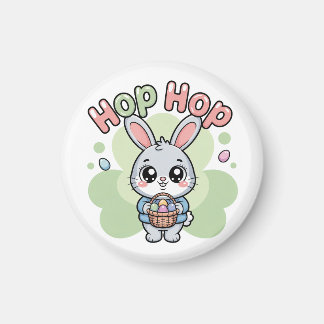 Cute Easter Hop Bunny Basket Artwork Magnet