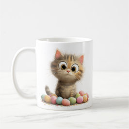 Cute Easter Kitten Mug with Pastel Eggs Kaffemugg