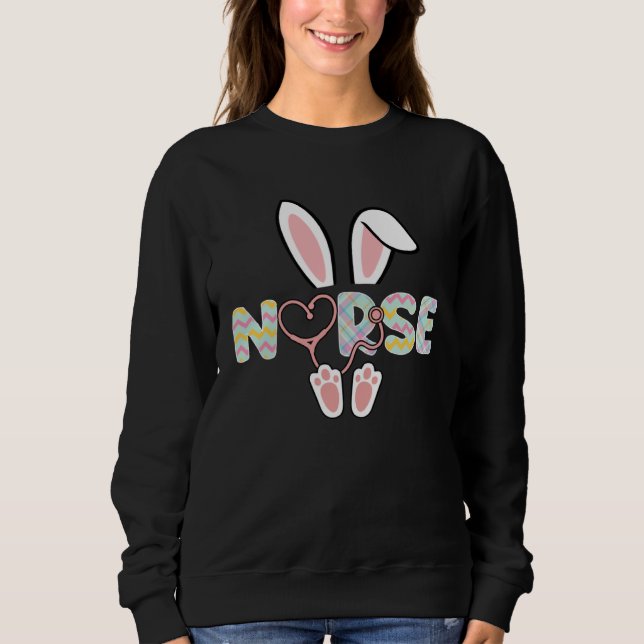 Cute Easter Nurse Bunny Ears Happy Easter Day Eggs T Shirt (Framsida)