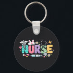 Cute Easter Nurse Medical Humor Nyckelring<br><div class="desc">Colorful lettering with a nurse hat,  stethoscope,  flowers and playful medical symbols. A cheerful graphic celebrating caring nurses and healthcare professionals during the Easter season with a bright and friendly hospital atmosphere.</div>