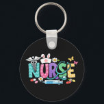Cute Easter Nurse Medical Humor Nyckelring<br><div class="desc">Colorful lettering with a nurse hat,  stethoscope,  flowers and playful medical symbols. A cheerful graphic celebrating caring nurses and healthcare professionals during the Easter season with a bright and friendly hospital atmosphere.</div>