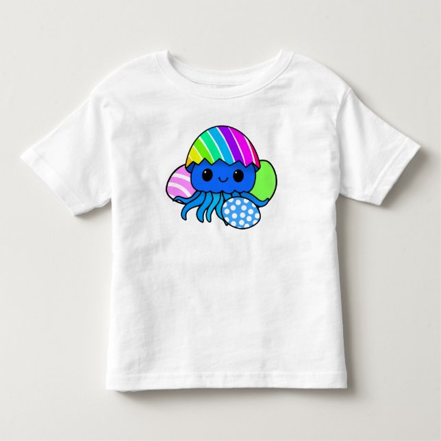 Cute Easter Octopus Kids Shirt with Colorful Eggs T (Framsida)