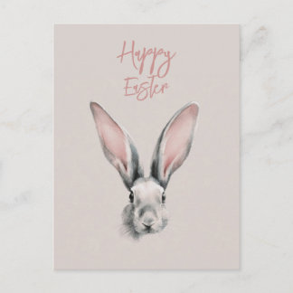 Cute Easter Rabbit Postcard in Minimalistic Style Vykort