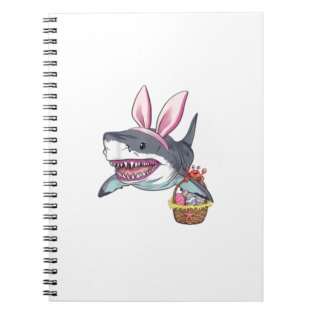 Cute Easter Shark Bunny Ears Basket Eggs Happy Eas Anteckningsbok (Framsidan)