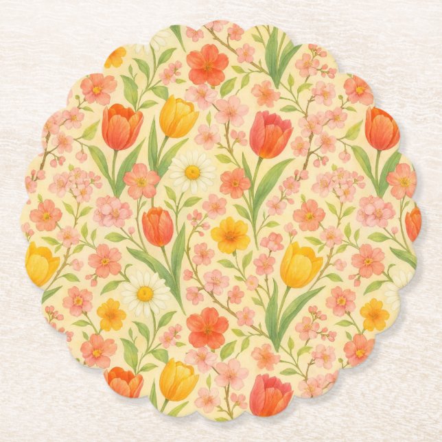 Cute Easter/spring patterned flowers Underlägg Papper (Framsida)