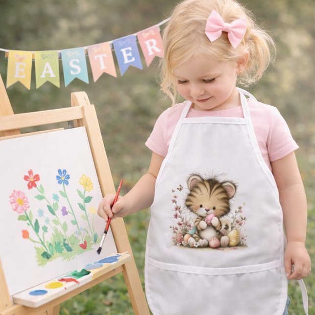 Cute Easter Tiger Cub Illustration Barnförkläde (Skapare uppladdad)