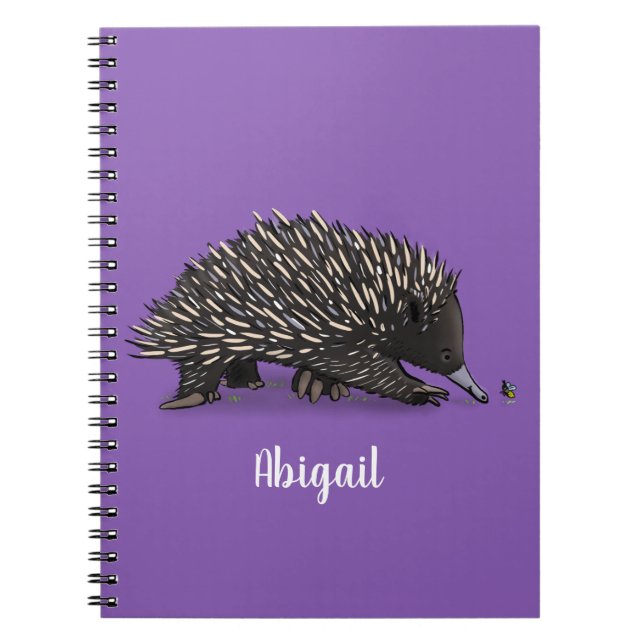 Cute echidna med illustration av biens tecknad anteckningsbok (Framsidan)