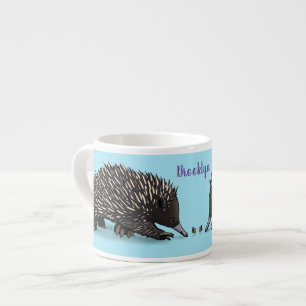 Cute echidna med illustration av biens tecknad espressomugg