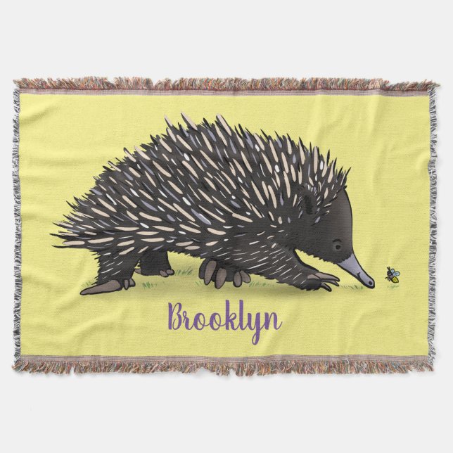 Cute echidna med illustration av biens tecknad filt (Framsidan)