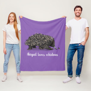 Cute echidna med illustration av biens tecknad fleecefilt