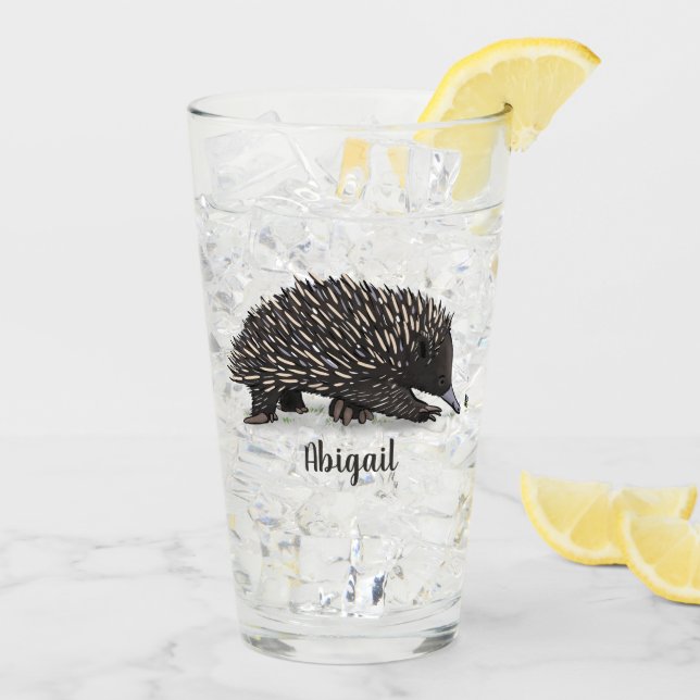 Cute echidna med illustration av biens tecknad glaskopp (Bakside Is)