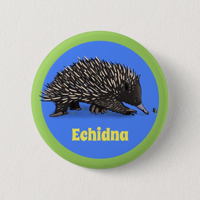 Cute echidna med illustration av biens tecknad knapp (Framsida)