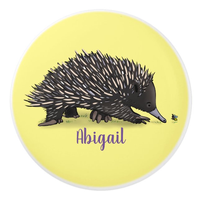 Cute echidna med illustration av biens tecknad knopp (Framsidan)