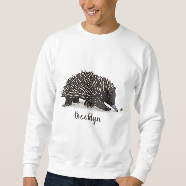 Cute echidna med illustration av biens tecknad lång ärmad tröja (Framsida)