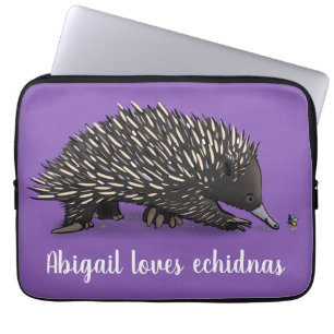 Cute echidna med illustration av biens tecknad laptop fodral