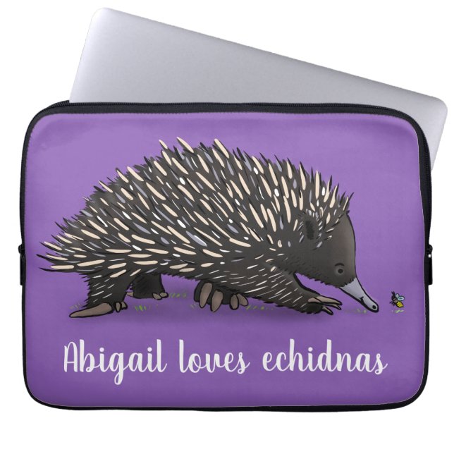 Cute echidna med illustration av biens tecknad laptop fodral (Framsidan)