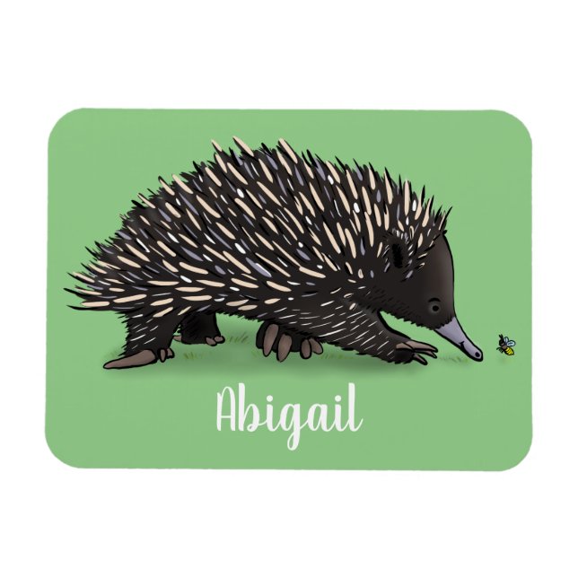 Cute echidna med illustration av biens tecknad magnet (Horisontell)