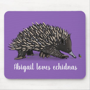 Cute echidna med illustration av biens tecknad musmatta