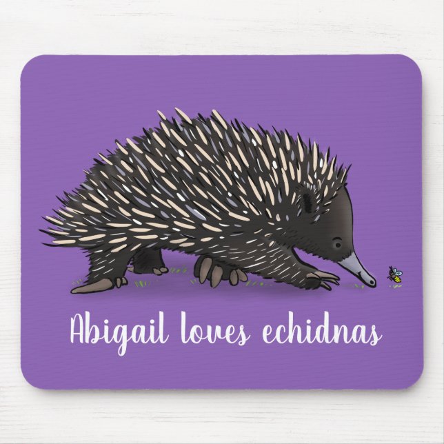 Cute echidna med illustration av biens tecknad musmatta (Framsidan)