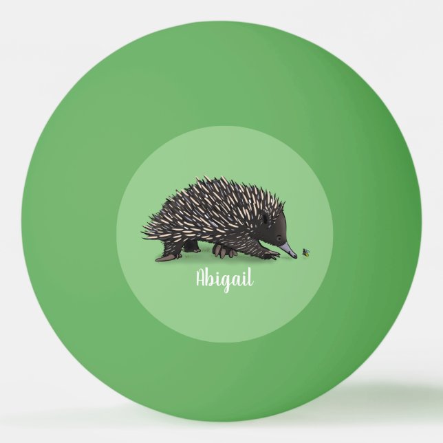 Cute echidna med illustration av biens tecknad pingisboll (Framsidan)