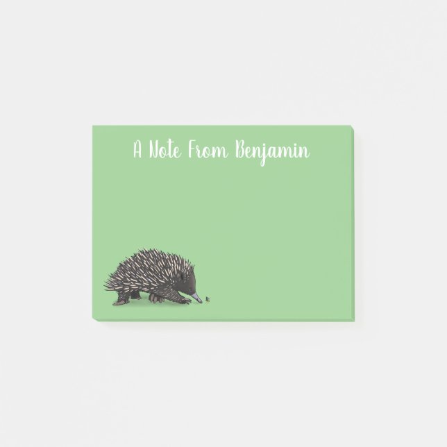 Cute echidna med illustration av biens tecknad post-it block (Framsida)