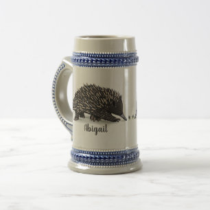 Cute echidna med illustration av biens tecknad sejdel