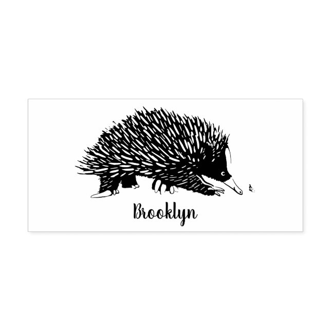 Cute echidna med illustration av biens tecknad stämpel (Tryck)