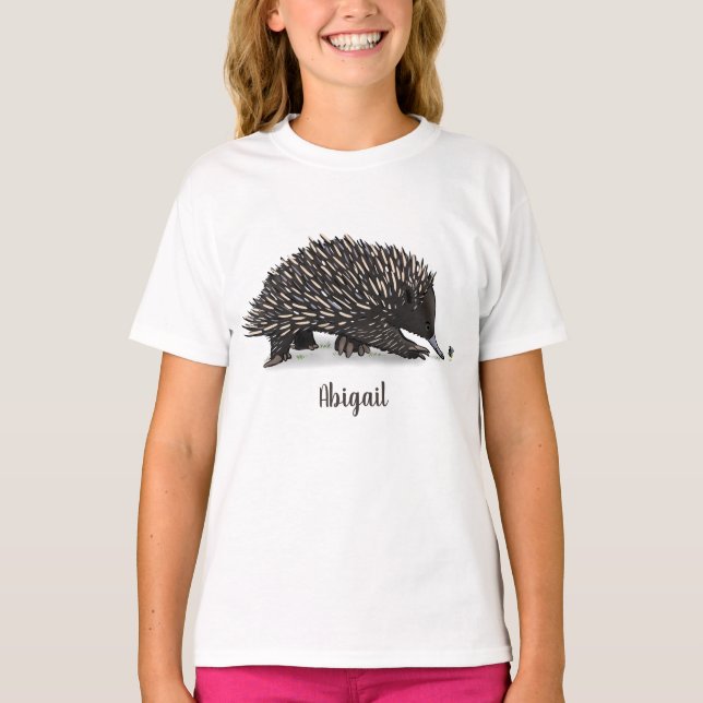 Cute echidna med illustration av biens tecknad t shirt (Framsida)
