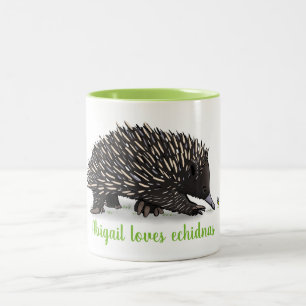 Cute echidna med kryp tecknad Två-Tonad mugg