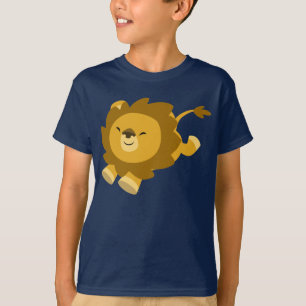 Cute Ecstatic Tecknad Lejon Children T-Shirt