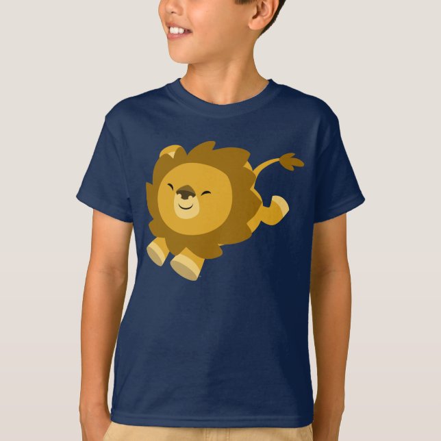Cute Ecstatic Tecknad Lejon Children T-Shirt (Framsida)