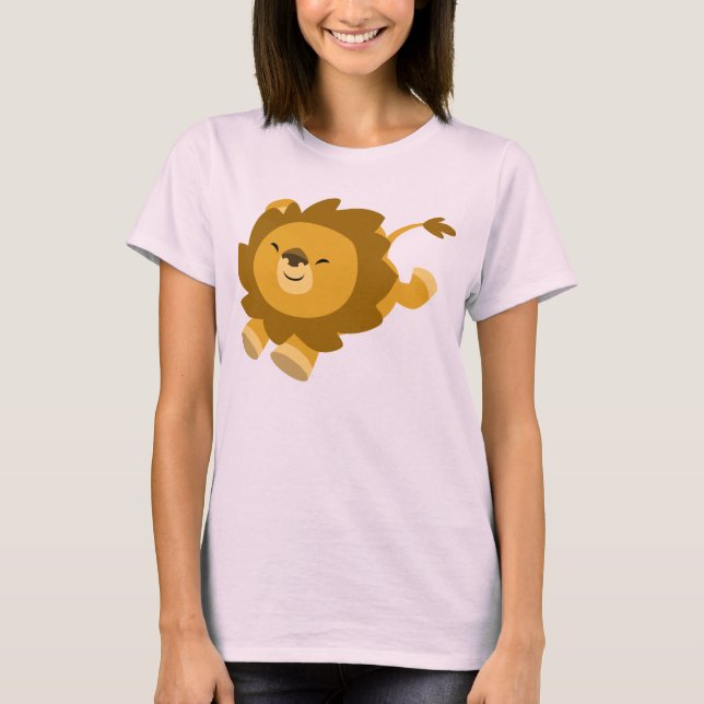 Cute Ecstatisk Tecknad Lejon Kvinnor T-Shirt (Framsida)