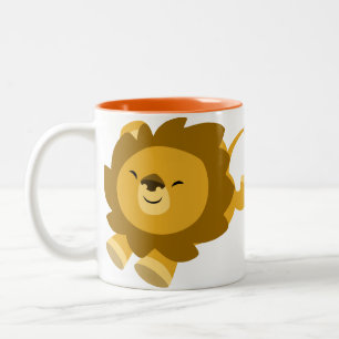 Cute Ecstatisk Tecknad Lejonare Mugg