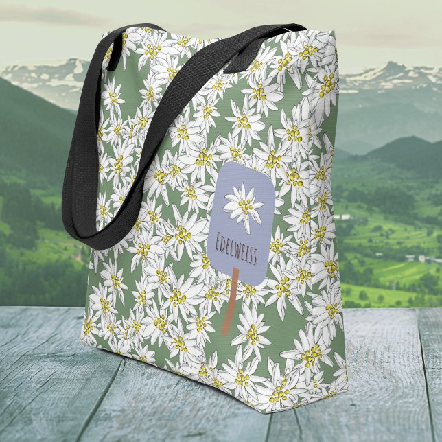 Cute Edelweiss Ljud of Music Alpernas Botanical Tygkasse (This hand-illustrated Edelweiss tote bag is unique and shows your love for "The Sound of Music.")
