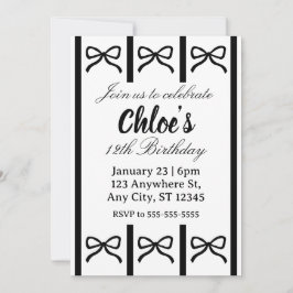 Cute editable bow birthday invite inbjudningar