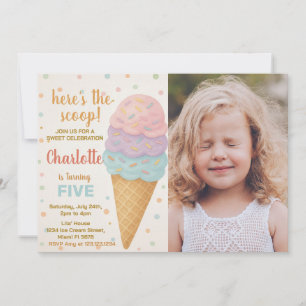 Cute Editable Ice Cream Birthday-inbjudan Inbjudningar