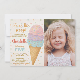 Cute Editable Ice Cream Birthday-inbjudan Inbjudningar