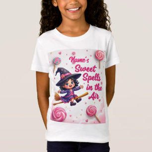 Cute Editable Namn Witch och Candy Himmel Baby Tee
